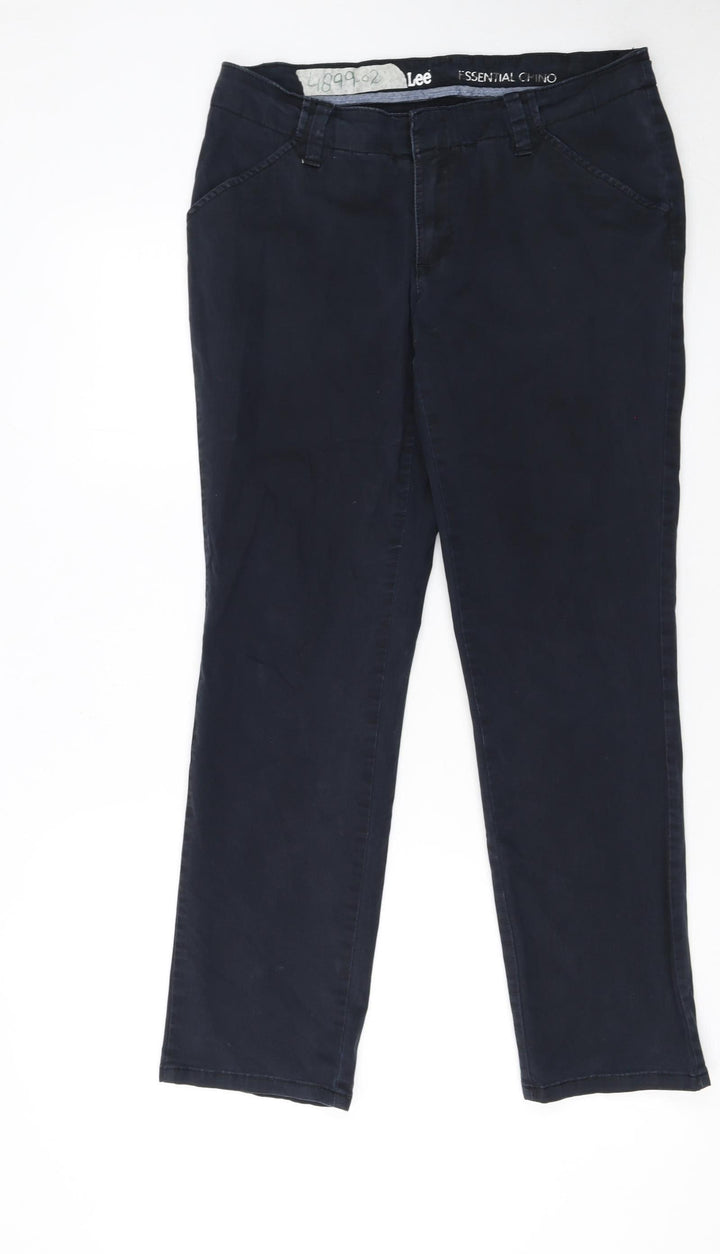 Lee Women's Blue Petite Chino Trousers Size 6 Regular Fit