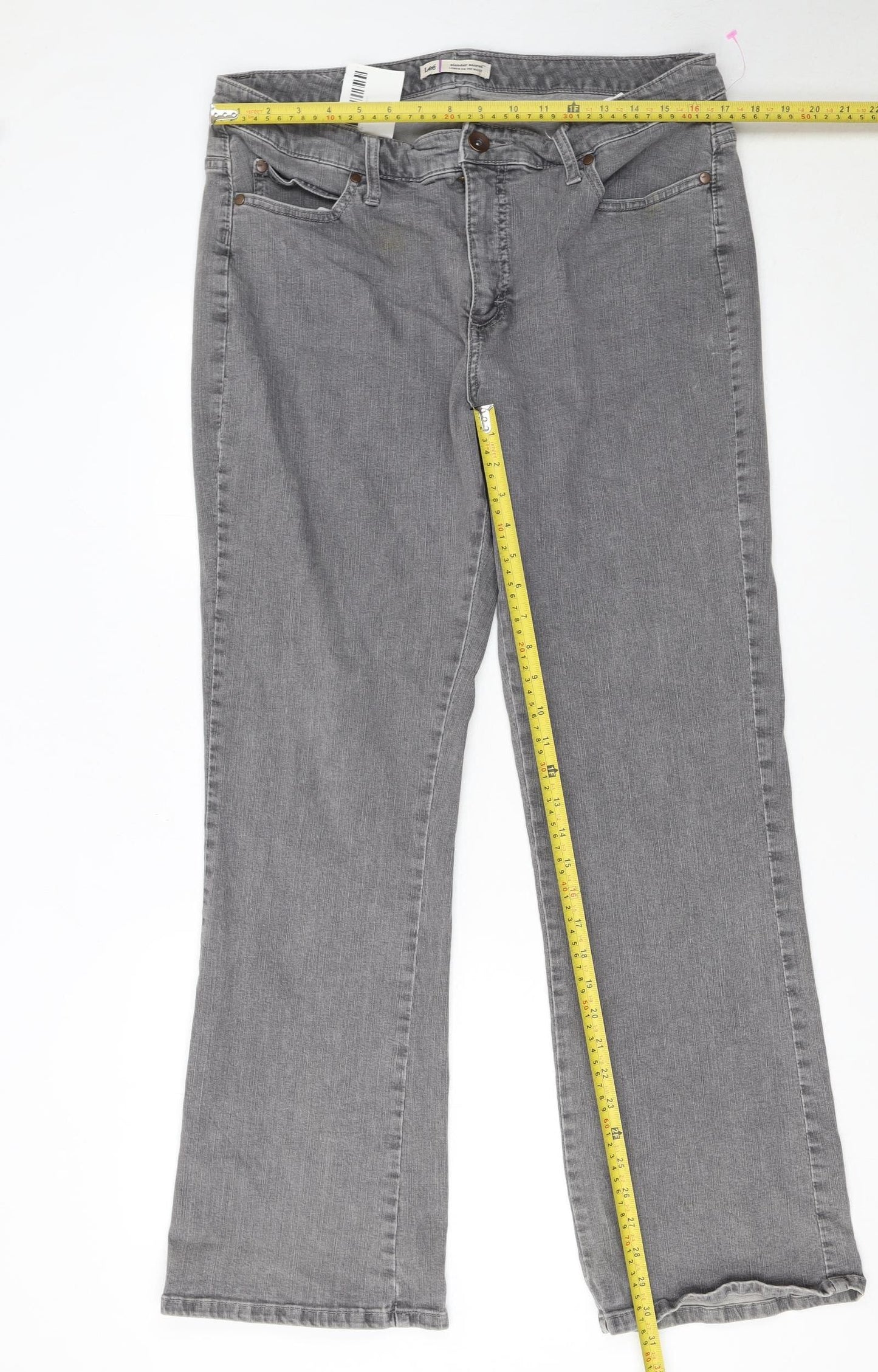 Lee Women’s Grey Slender Secret Straight Jeans Size 18 Low Rise