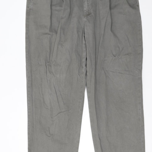 Eddie Bauer Men's Grey Cotton Pleated Chino Trousers 42x30