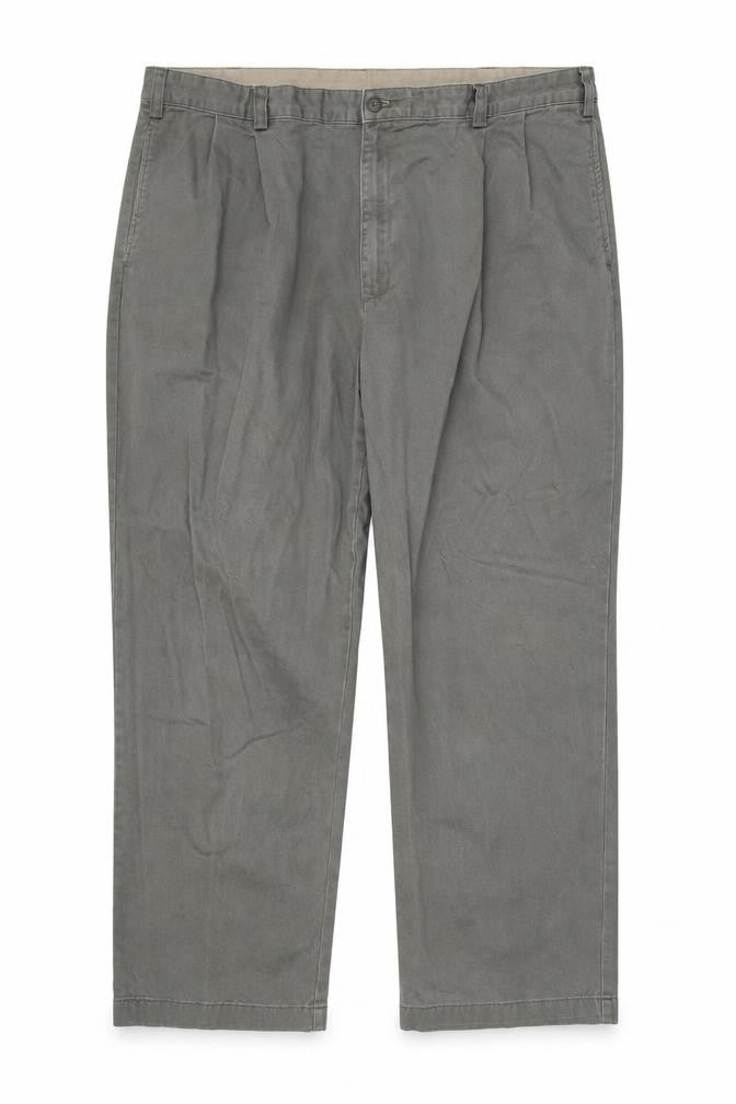 Eddie Bauer Men's Grey Cotton Pleated Chino Trousers 42x30