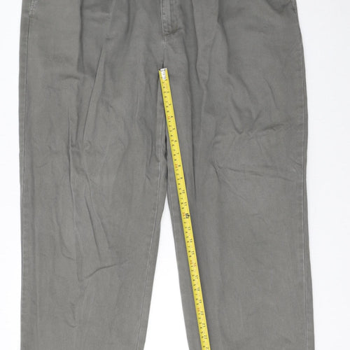 Eddie Bauer Men's Grey Cotton Pleated Chino Trousers 42x30