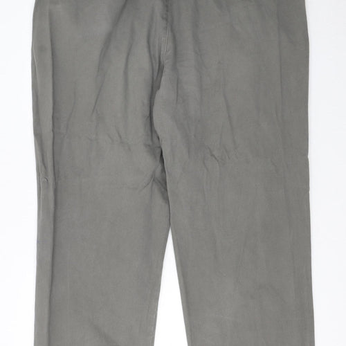 Eddie Bauer Men's Grey Cotton Pleated Chino Trousers 42x30