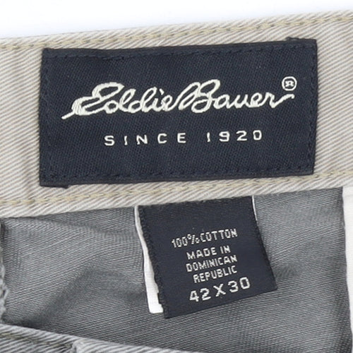 Eddie Bauer Men's Grey Cotton Pleated Chino Trousers 42x30