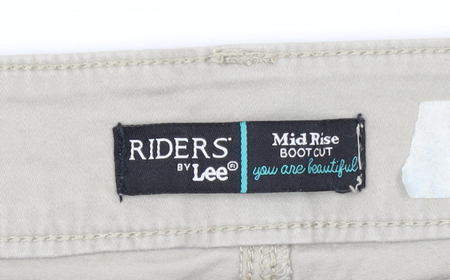 Lee Riders Women's Beige Mid Rise Bootcut Cotton Stretch Trousers 26W