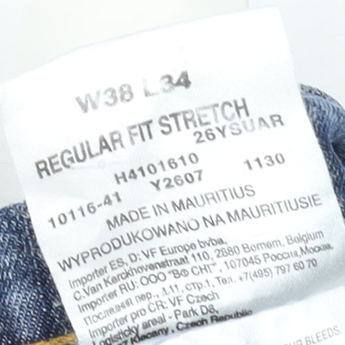 Wrangler Men's Blue Regular Fit Straight Leg Denim Jeans W38 L34