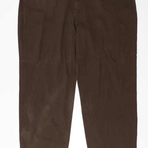 Lee Men's Brown Relaxed Fit Cotton Chino Trousers Size 22W