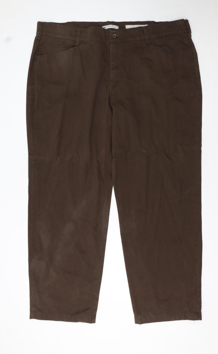 Lee Men's Brown Relaxed Fit Cotton Chino Trousers Size 22W