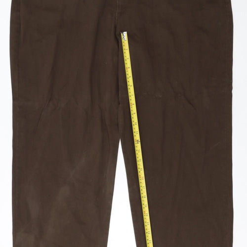 Lee Men's Brown Relaxed Fit Cotton Chino Trousers Size 22W