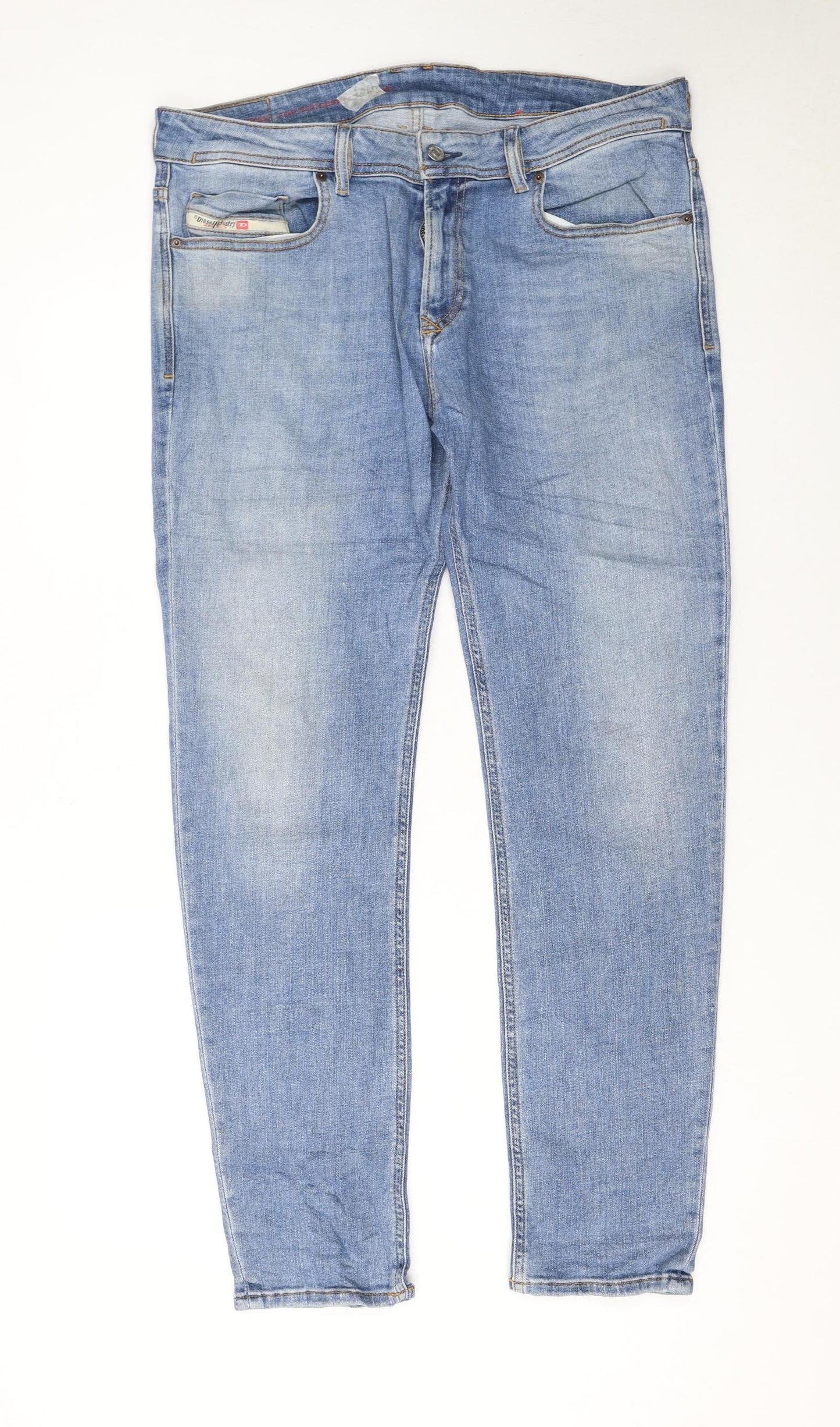 Diesel Men's Blue Medium Wash 34in Straight Fit Denim Jeans