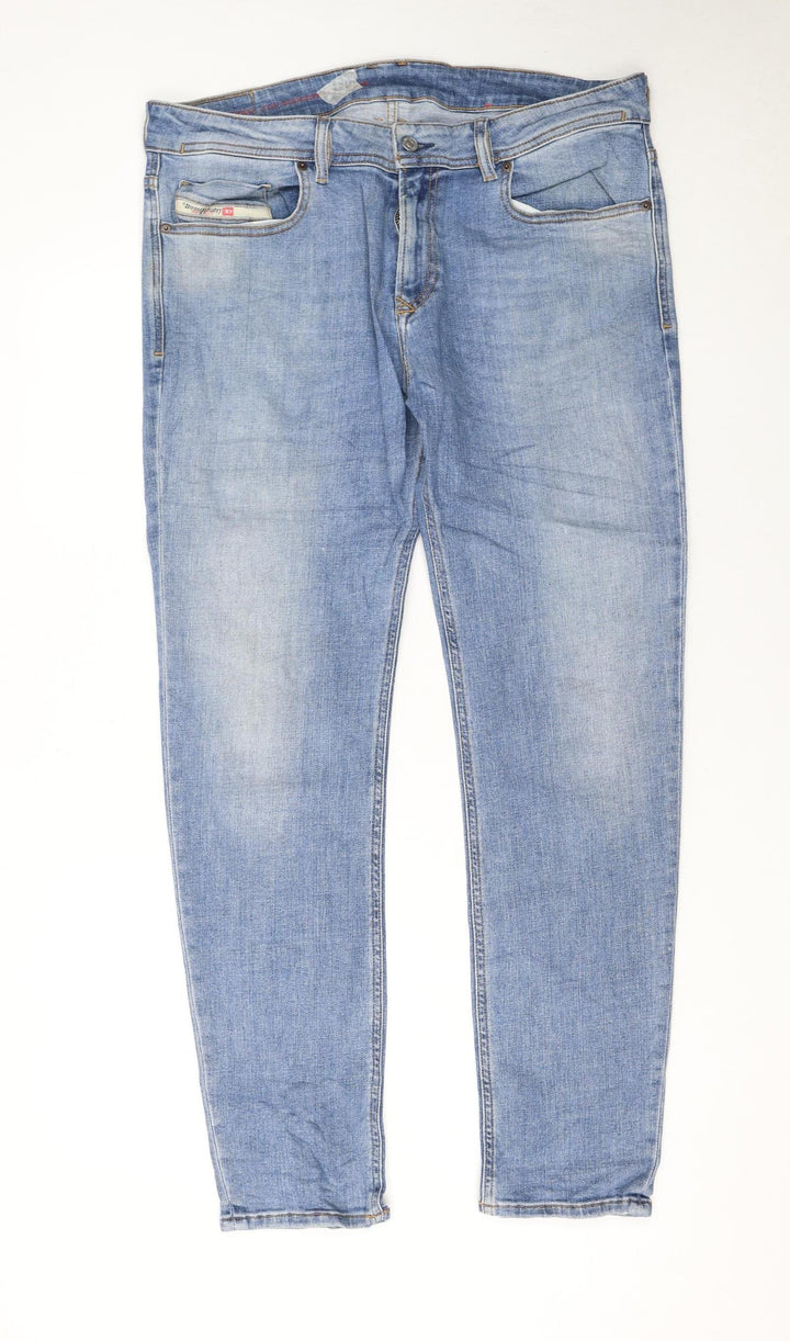 Diesel Men's Blue Medium Wash 34in Straight Fit Denim Jeans