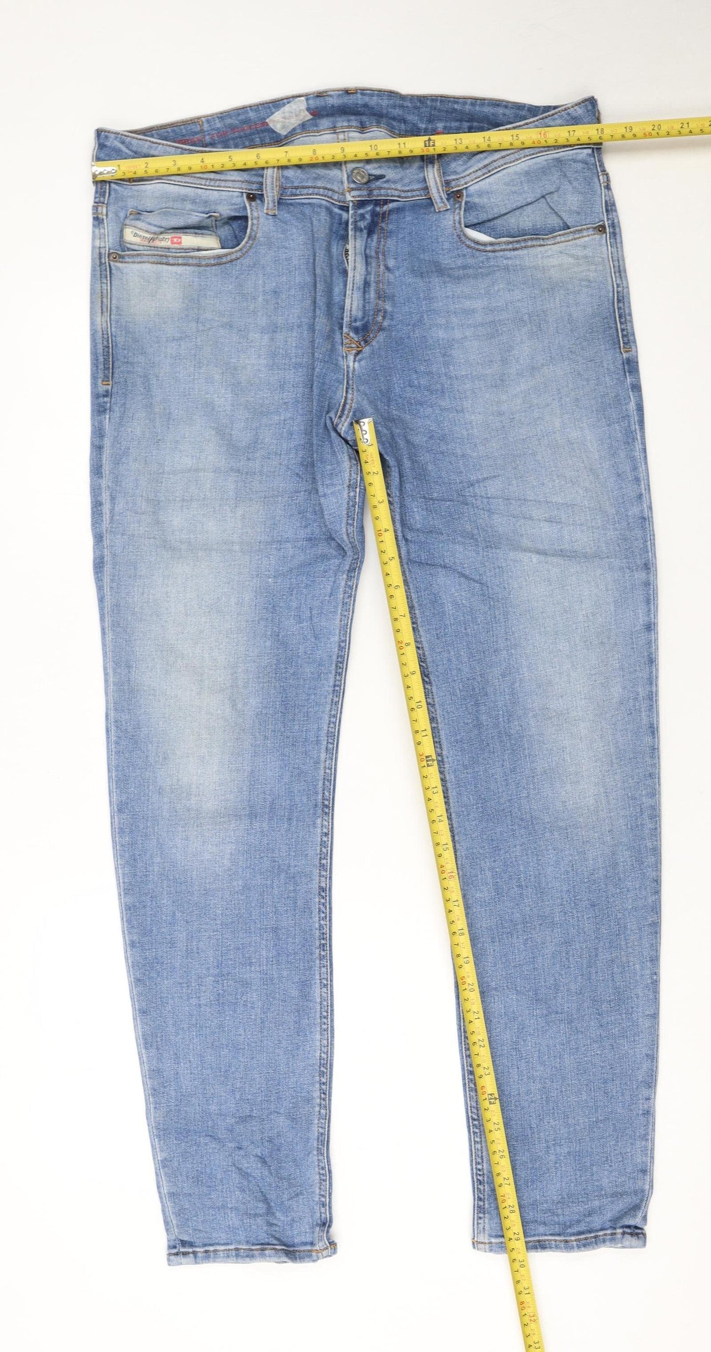 Diesel Men's Blue Medium Wash 34in Straight Fit Denim Jeans