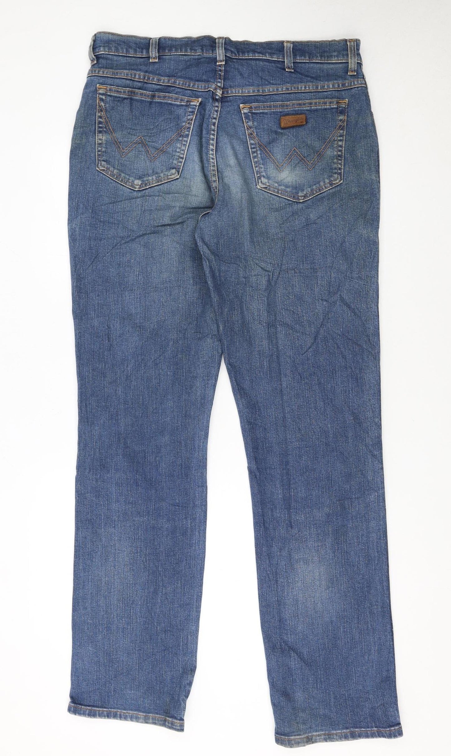 Wrangler Men's Blue Regular Fit Straight Denim Jeans 36x34
