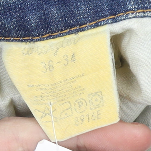 Wrangler Men's Blue Regular Fit Straight Denim Jeans 36x34