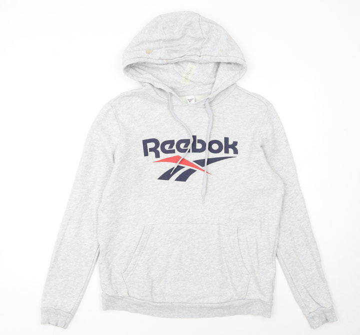 Reebok Women's Grey Pullover Hoodie Small Logo Cotton Blend