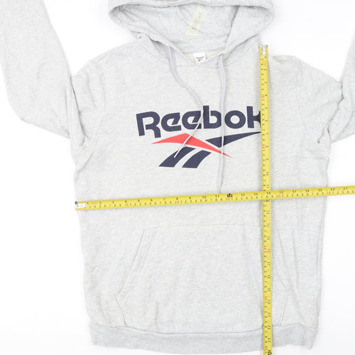 Reebok Women's Grey Pullover Hoodie Small Logo Cotton Blend