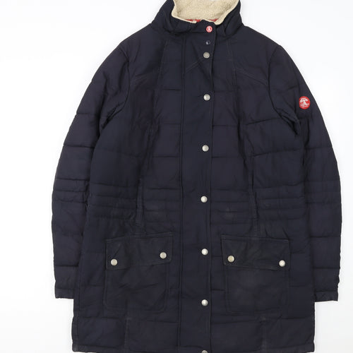 Barbour Womens Blue Long Puffer Coat Size 14 Quilted Winter Jacket