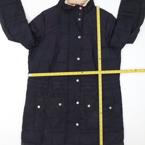 Barbour Womens Blue Long Puffer Coat Size 14 Quilted Winter Jacket
