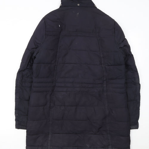 Barbour Womens Blue Long Puffer Coat Size 14 Quilted Winter Jacket