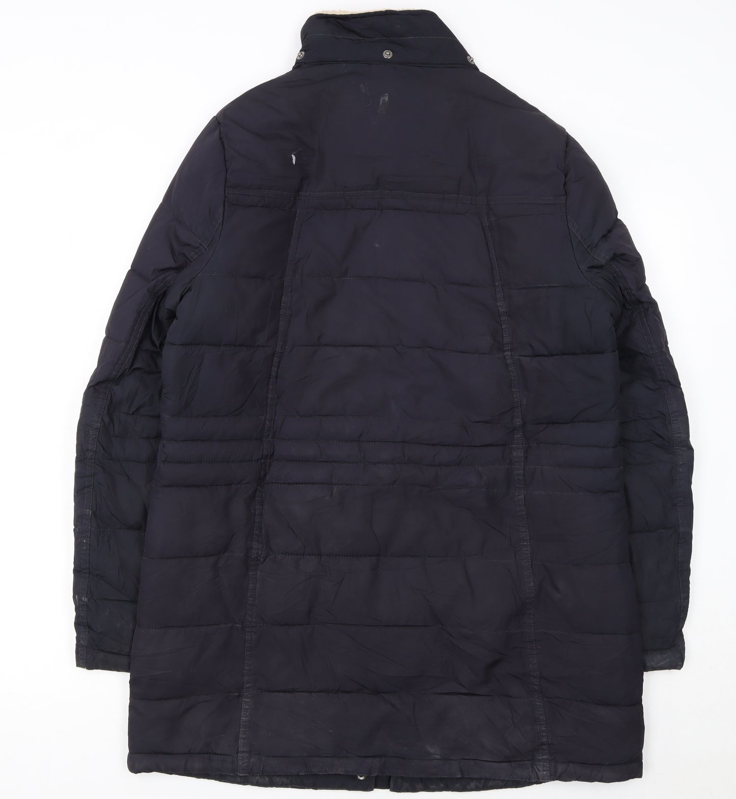 Barbour Womens Blue Long Puffer Coat Size 14 Quilted Winter Jacket