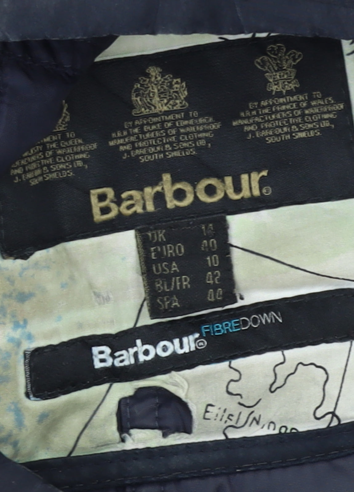 Barbour Womens Blue Long Puffer Coat Size 14 Quilted Winter Jacket