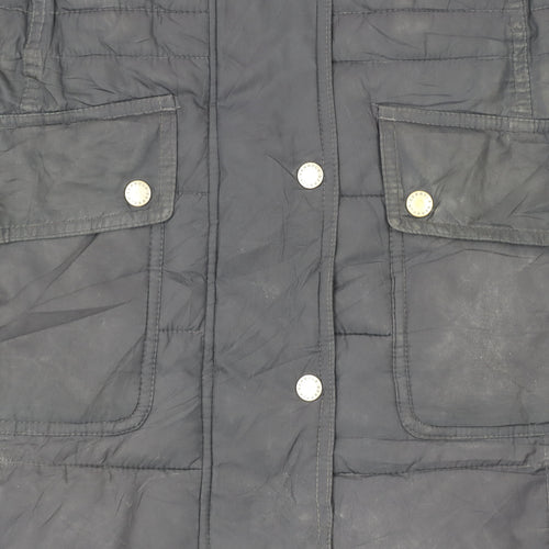 Barbour Womens Blue Long Puffer Coat Size 14 Quilted Winter Jacket
