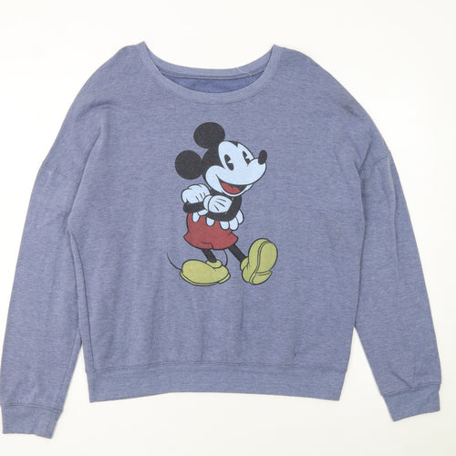 Disney Women Blue Mickey Graphic Pullover Sweatshirt XL