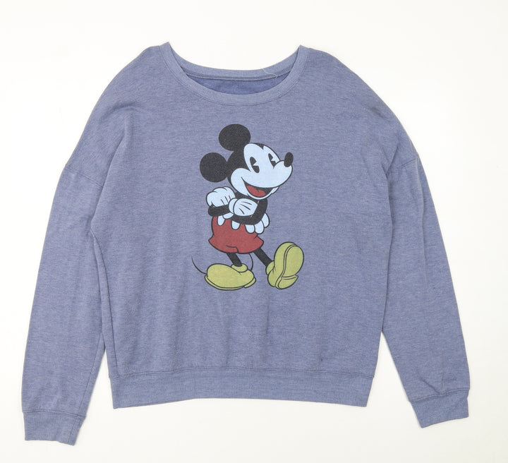 Disney Women Blue Mickey Graphic Pullover Sweatshirt XL