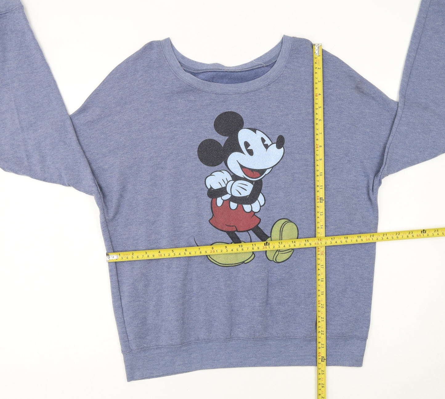 Disney Women Blue Mickey Graphic Pullover Sweatshirt XL