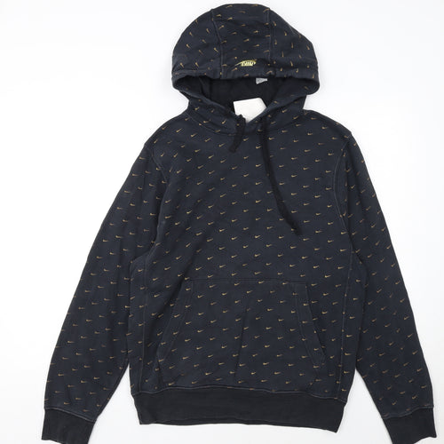 Nike Women Black Small Pullover Hoodie with Gold Logo Print