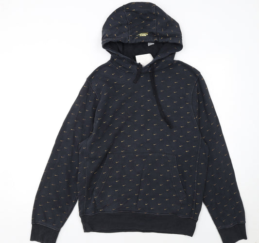 Nike Women Black Small Pullover Hoodie with Gold Logo Print