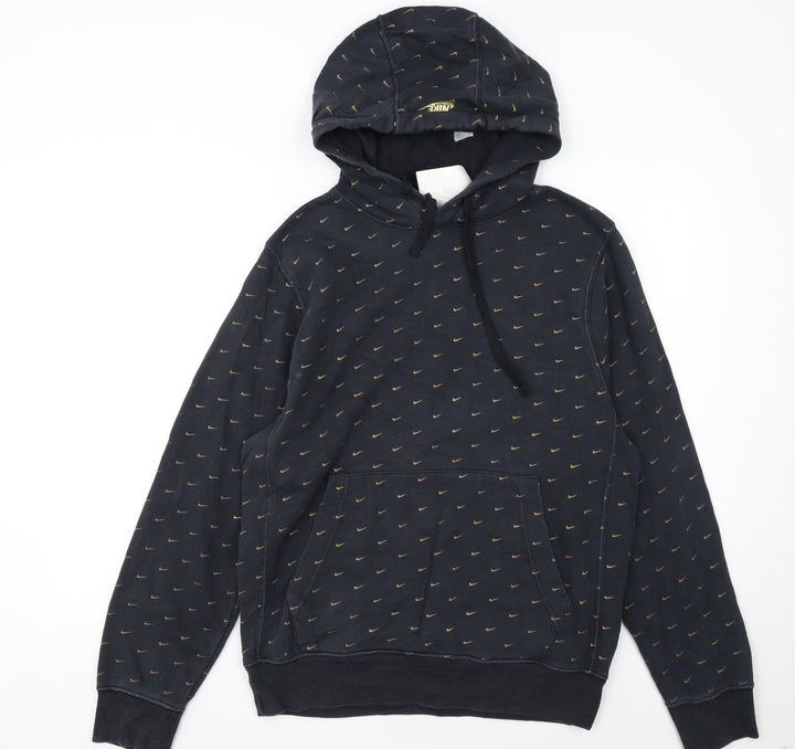 Nike Women Black Small Pullover Hoodie with Gold Logo Print