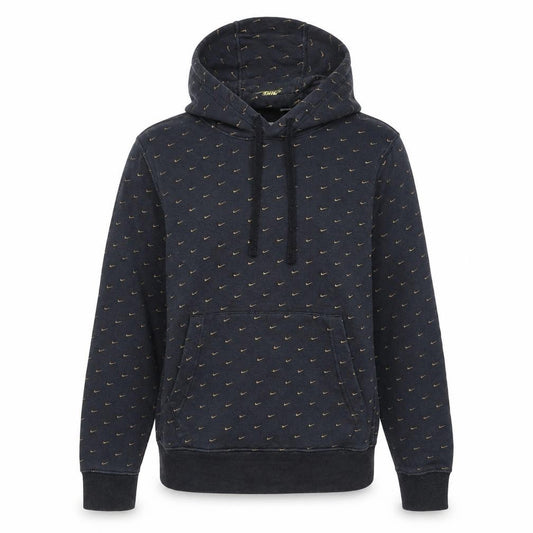 Front view of Nike Women Black Small Pullover Hoodie with Gold Logo Print