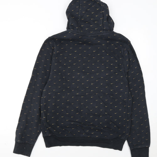 Nike Women Black Small Pullover Hoodie with Gold Logo Print