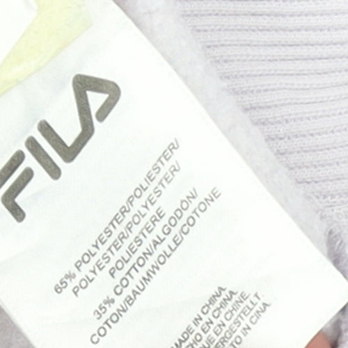 FILA Women White XS Pullover Sweatshirt Cotton Blend Logo Crew Neck