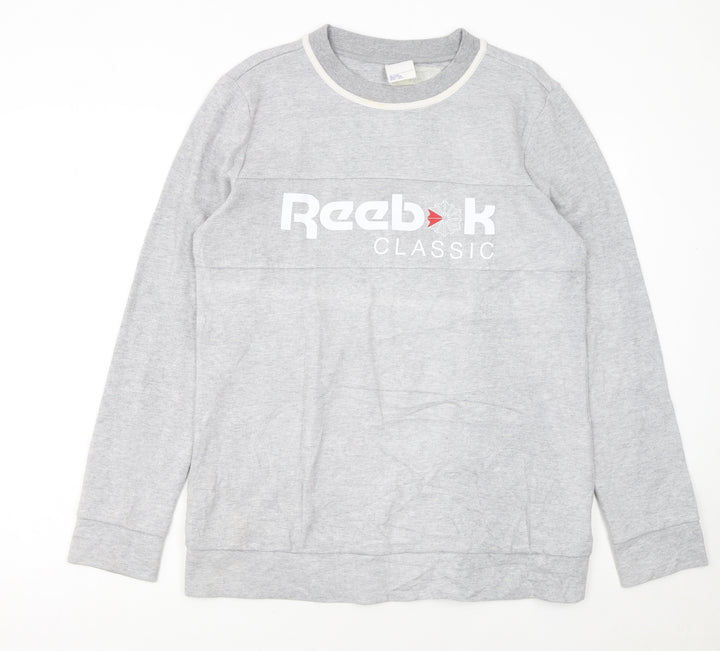 Reebok Classic Men's Grey Pullover Sweatshirt M Crew Neck Logo