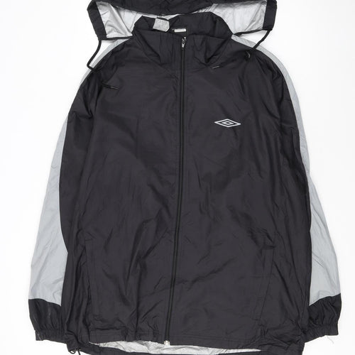 Umbro Men's Black Windbreaker Jacket L Lightweight Hooded Sportswear