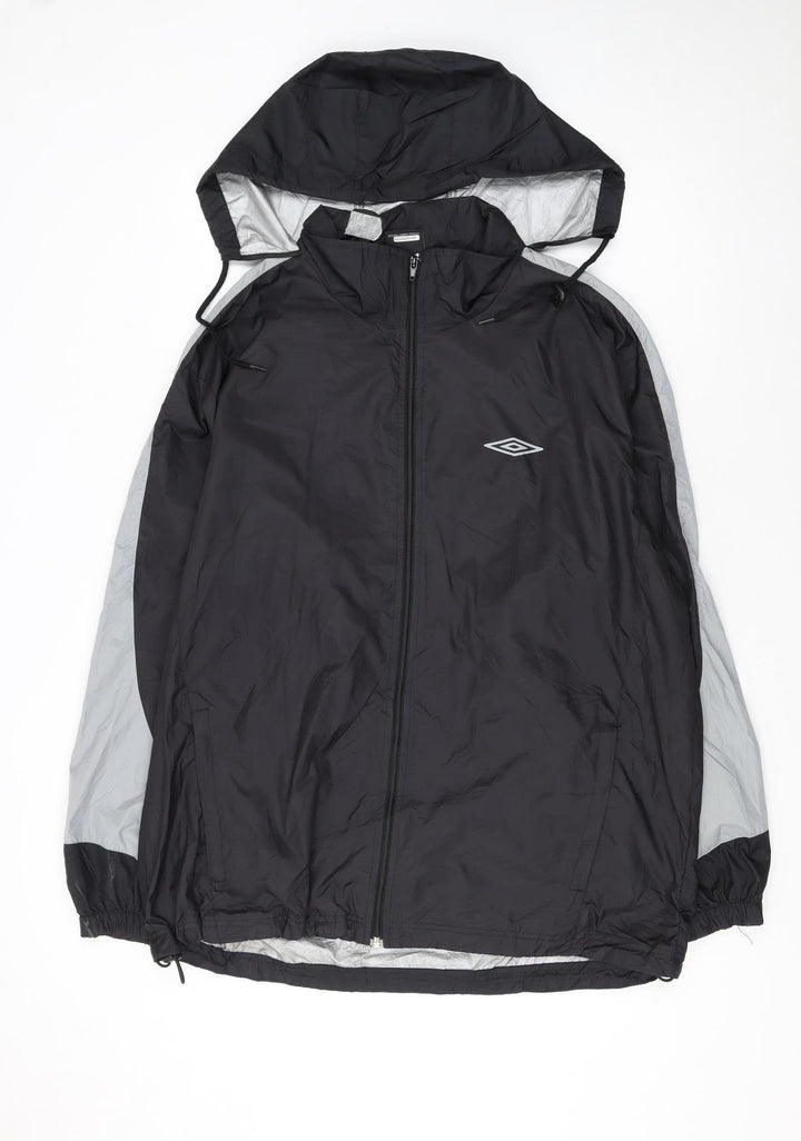 Umbro Men's Black Windbreaker Jacket L Lightweight Hooded Sportswear