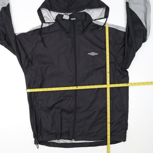 Umbro Men's Black Windbreaker Jacket L Lightweight Hooded Sportswear
