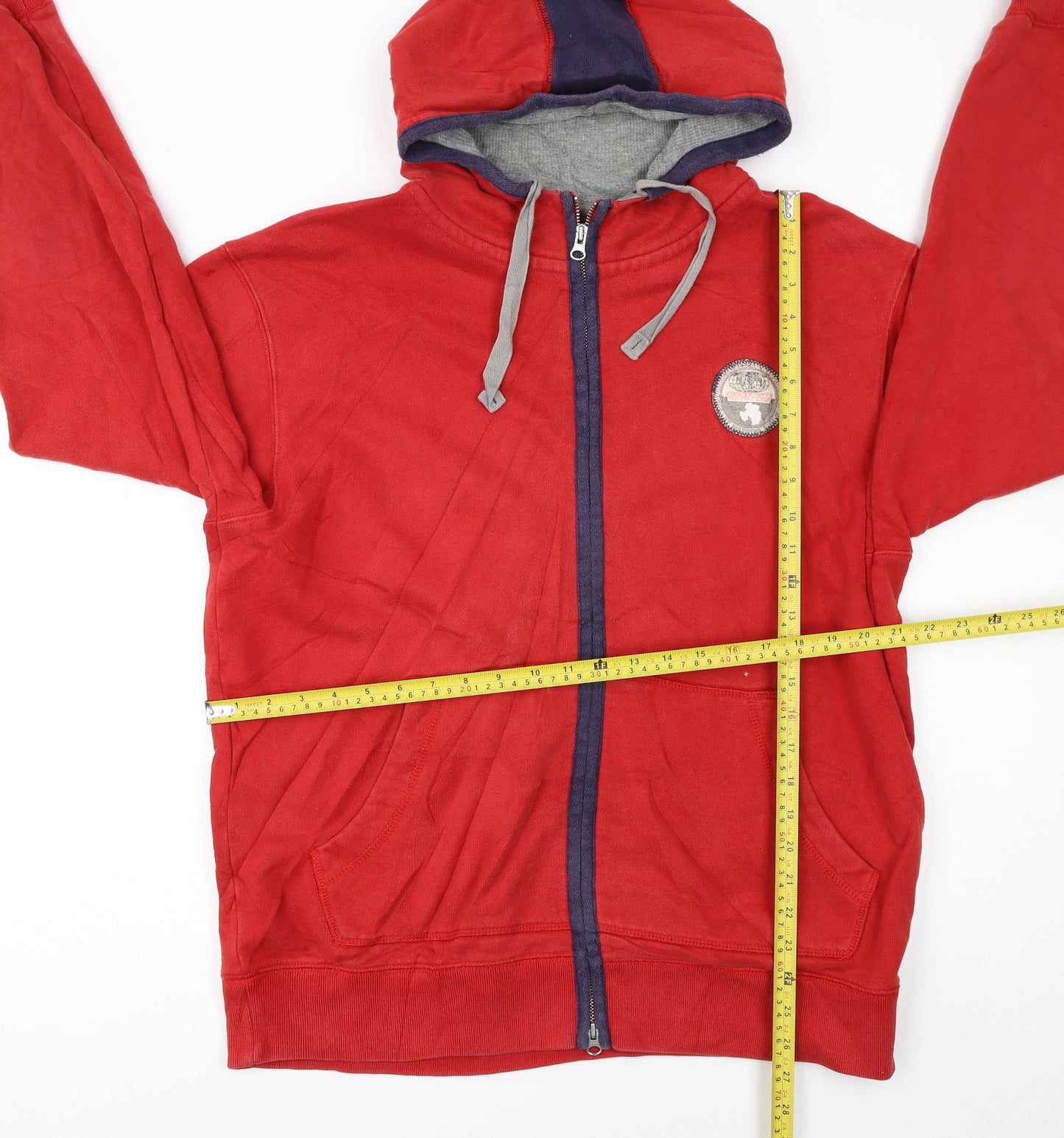 Napapijri Mens Red Full Zip Hoodie XL Outdoor Logo Hooded Sweatshirt