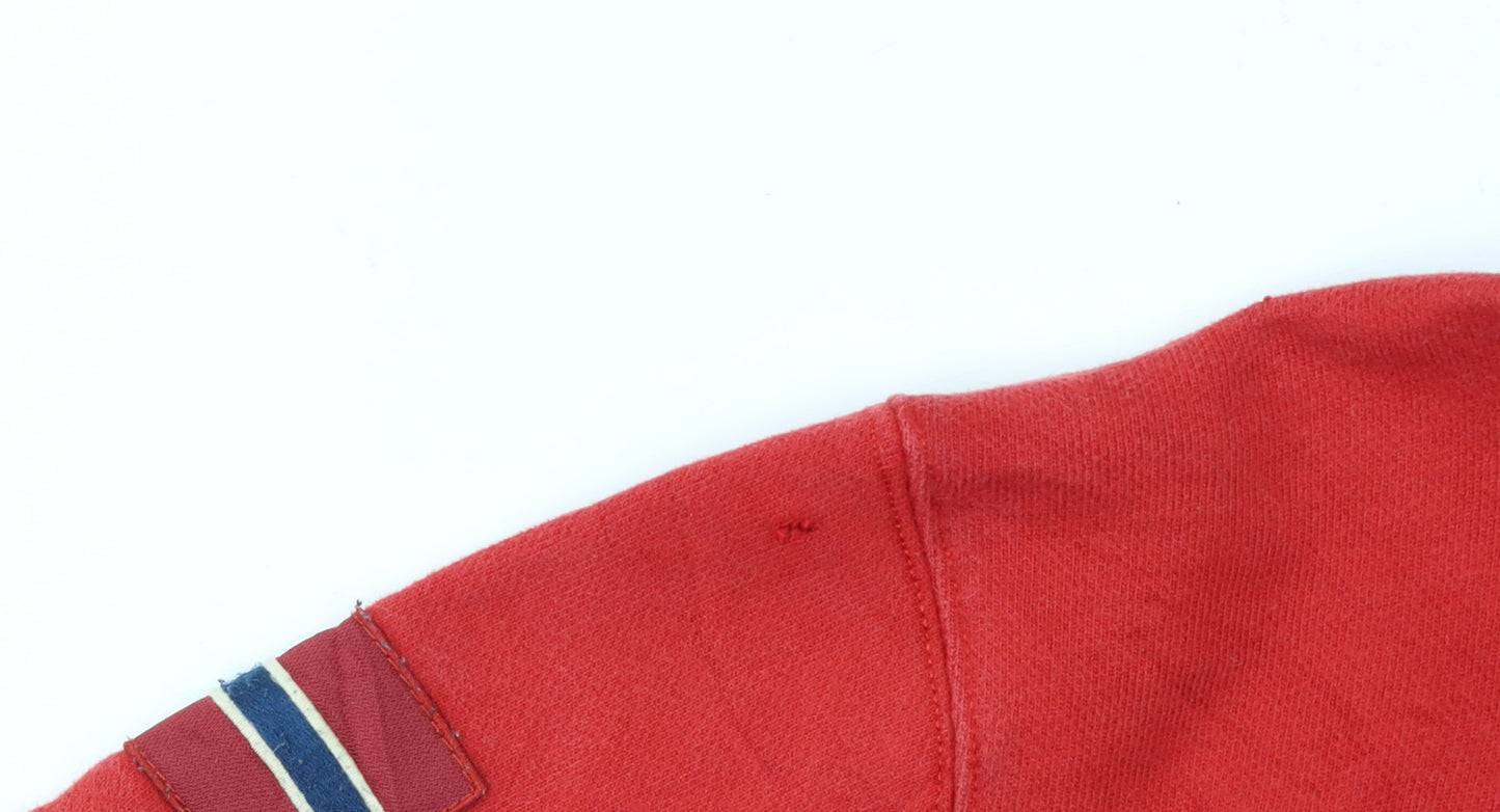 Napapijri Mens Red Full Zip Hoodie XL Outdoor Logo Hooded Sweatshirt