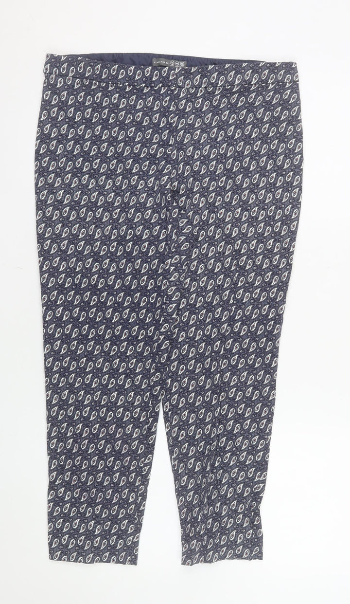 Atmosphere Womens Blue Paisley Capri Trousers Size 12 Cotton Blend