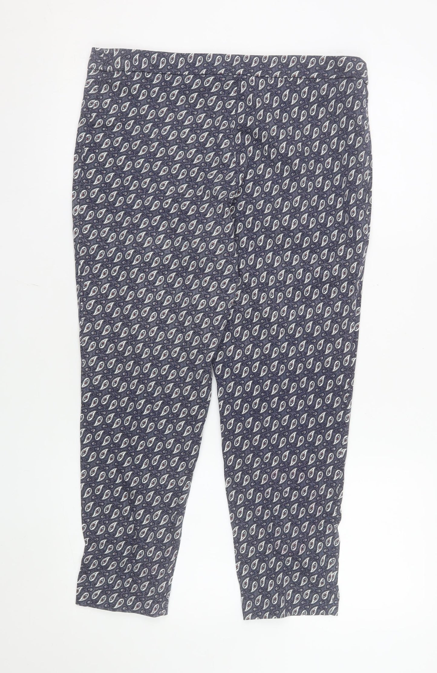 Atmosphere Womens Blue Paisley Capri Trousers Size 12 Cotton Blend