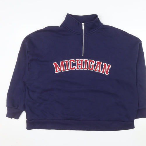 Dunnes Stores Men's Blue Michigan Half Zip Sweatshirt XL