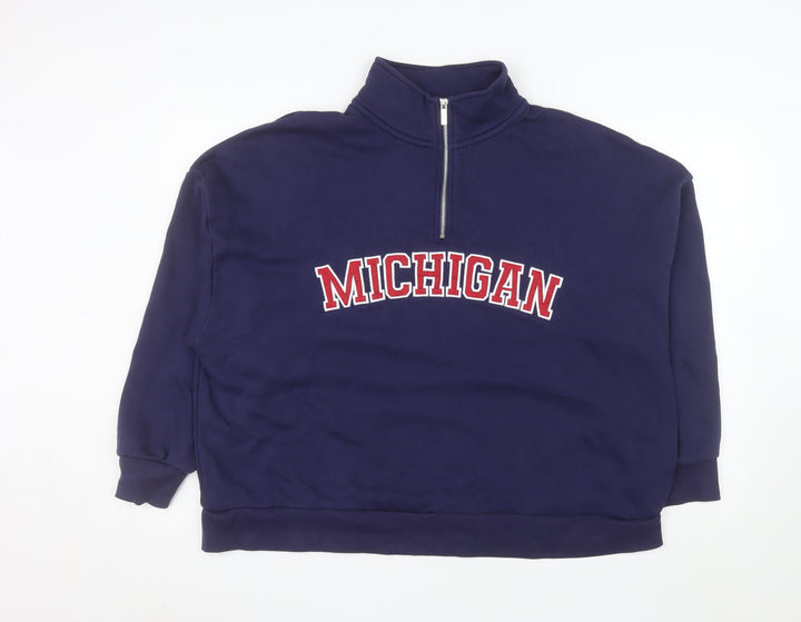 Dunnes Stores Men's Blue Michigan Half Zip Sweatshirt XL