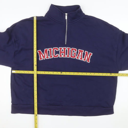 Dunnes Stores Men's Blue Michigan Half Zip Sweatshirt XL