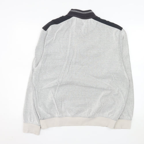 Bugatti Men's Grey XL 1/2 Zip Sweatshirt High Neck Cotton Blend