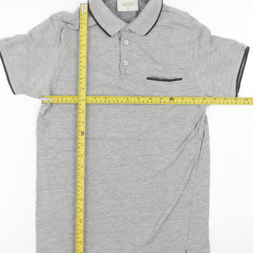 Springfield Men's Grey Slim Fit Polo Shirt Size S