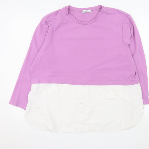 Gallery Women’s Lilac and White Long Sleeve Layered Blouse UK XL