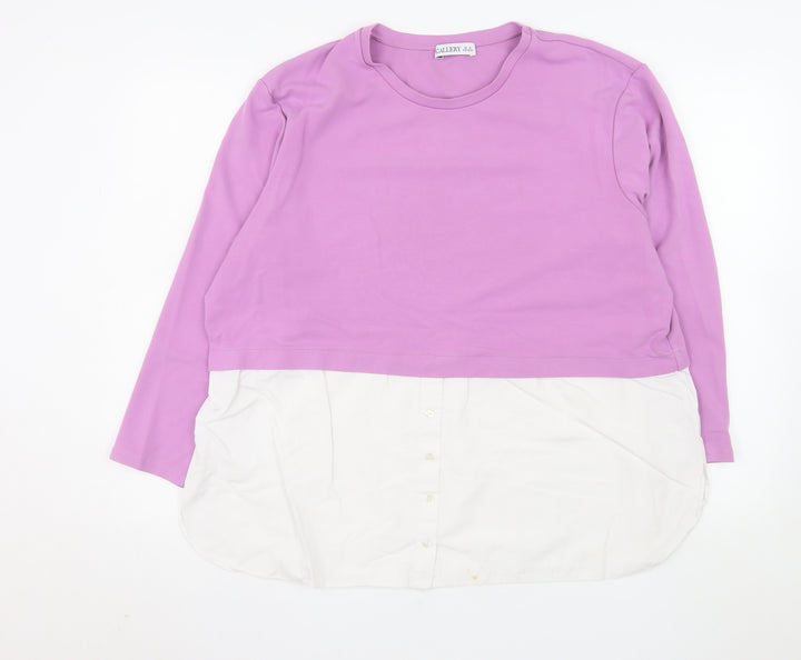 Gallery Women’s Lilac and White Long Sleeve Layered Blouse UK XL