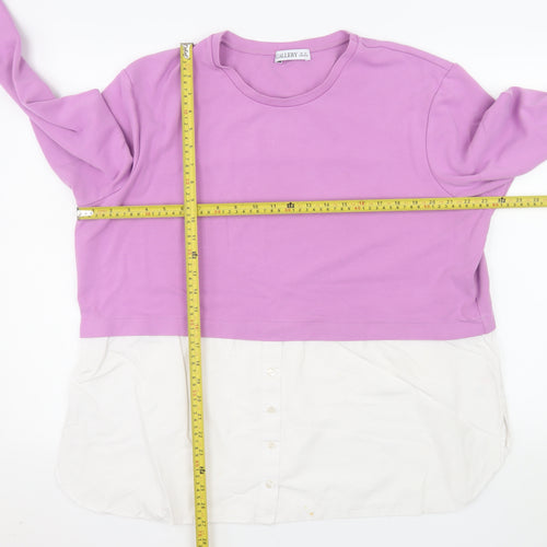 Gallery Women’s Lilac and White Long Sleeve Layered Blouse UK XL